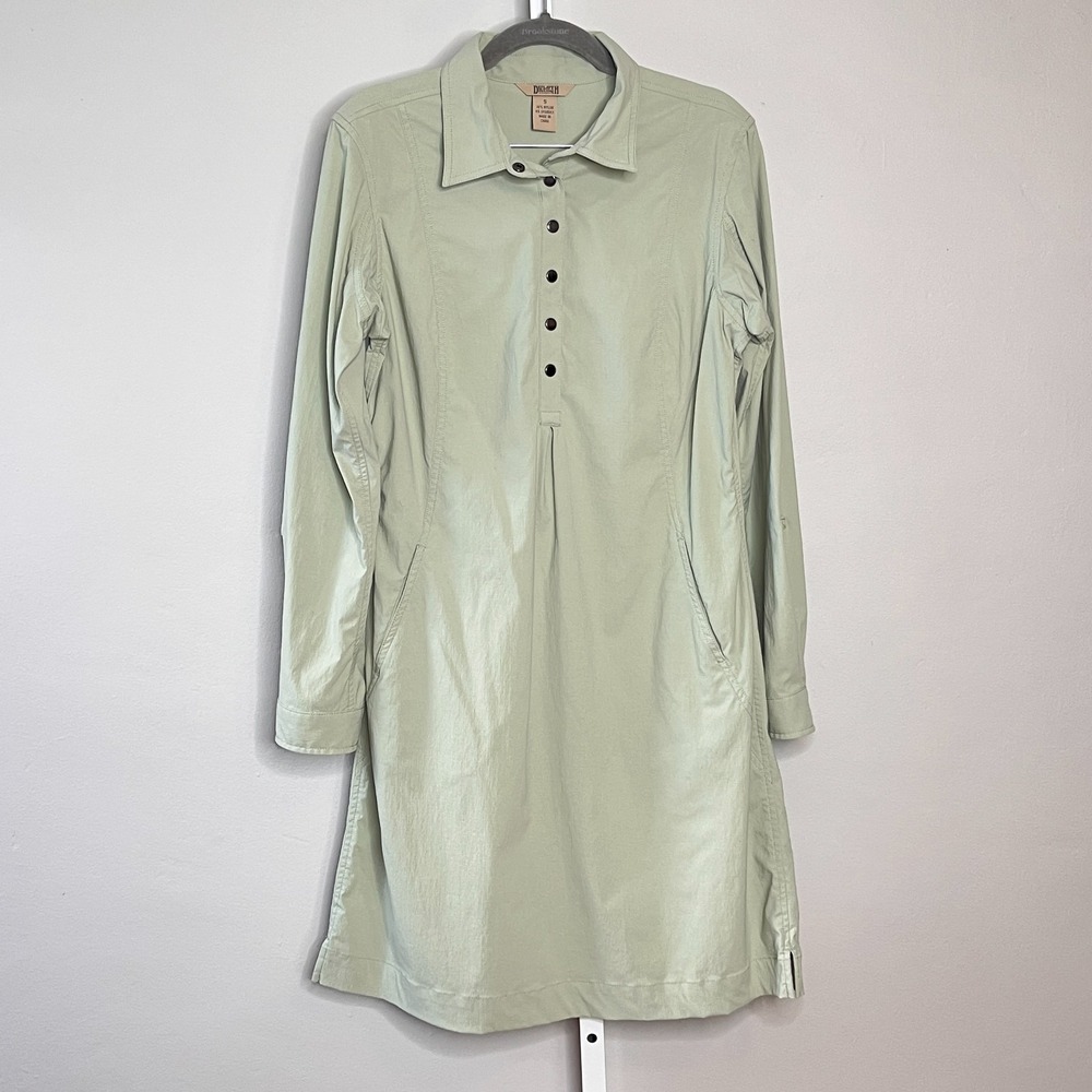 Duluth Trading Co Breezeshooter Shirt Dress S Green Stretch‎ Breathable Athletic